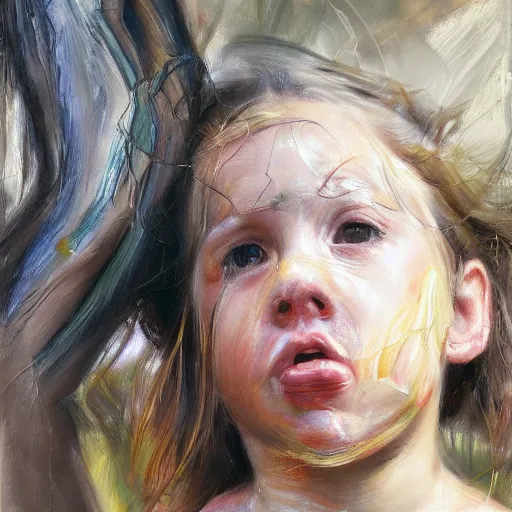 Prompt: high quality high detail painting by jenny saville, hd, pretty girl running in a park, wind, photorealistic lighting