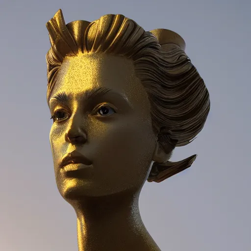 Image similar to portrait of usa gold statue, 8 k uhd, unreal engine, octane render in the artstyle of finnian macmanus, john park and greg rutkowski