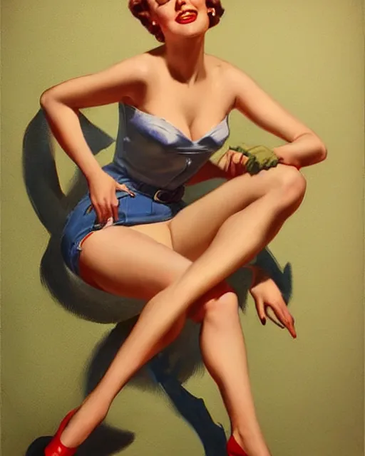 Image similar to a 1 9 5 0 s pin up by art frahm, realistic, detailed, artstation