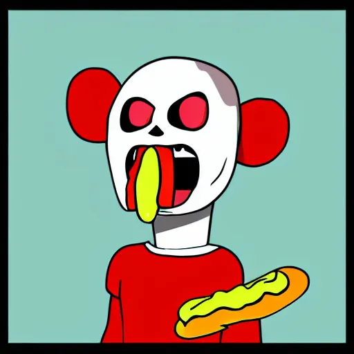 Image similar to Sans Undertale Eating A Hotdog, digital art, 4K