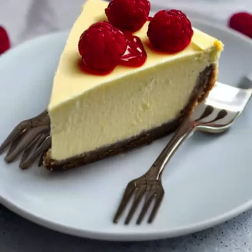 Prompt: close view of a delicious sweet and perfect baby cheesecake piece, award winning, 4 k, beautiful