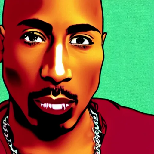 Image similar to Tupac Shakur, screenshot from a 2012s anime