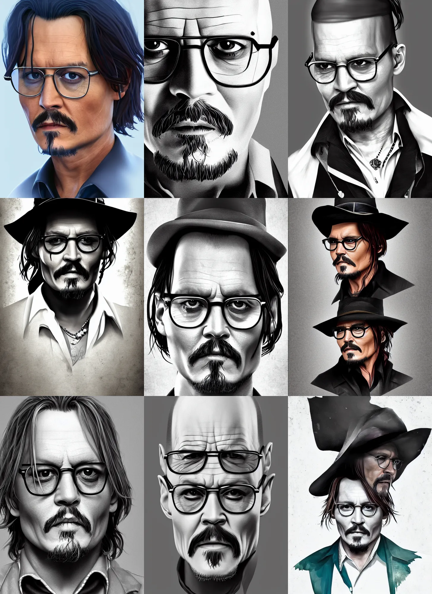 johnny depp drawing collage