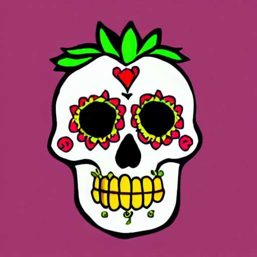 Prompt: a strawberry sugarskull