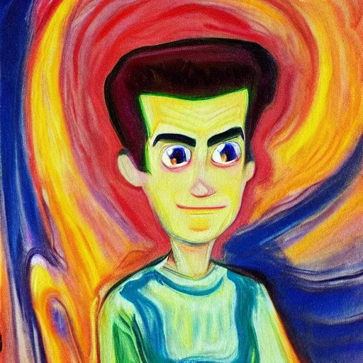 Prompt: Jimmy Neutron painting by Edvard Munch