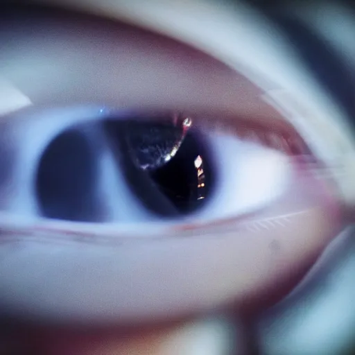 Prompt: very closeup shot, bokeh, photo of an city inside girls' eye iris , award winning shot
