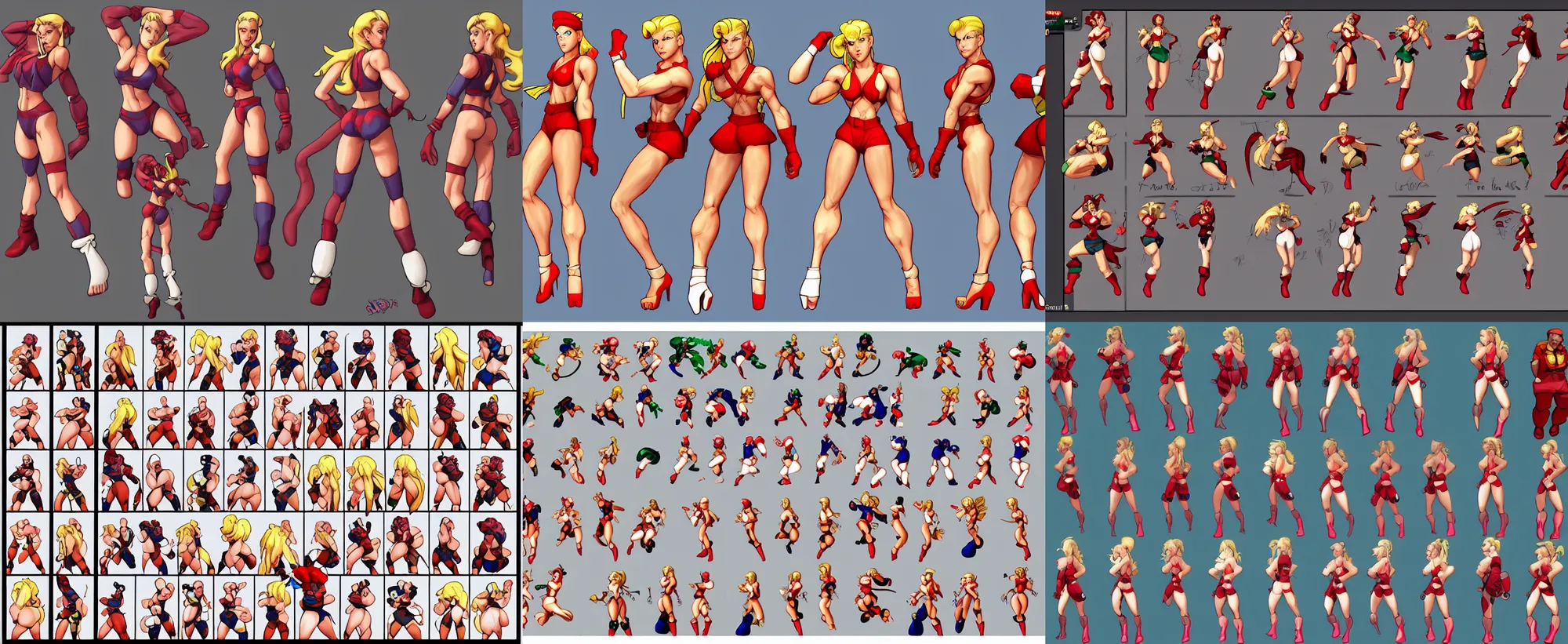 Prompt: Official sprite sheet of Cammy White in Street Fighter II, trending in artstation, sharp