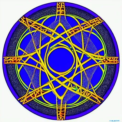 Image similar to sphere of intersecting leylines in the style of alex grey