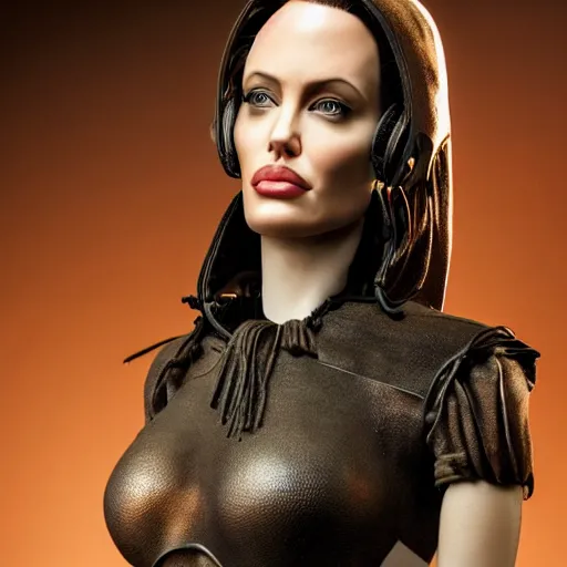 Prompt: animatronic Angelina Jolie, exposed wires, photo, Stan Winston studios, detailed, 4k
