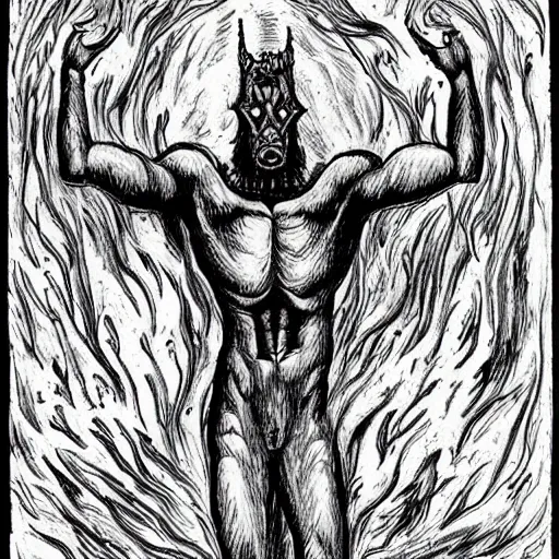 Image similar to I am anti-life. The Beast of Judgement. The dark at the end of everything. Zoomorphic, Deep Space, Anti-God, Apocalypse incarnate, the End of Times, eternal blackness, Superb, Invincible, Merciless, embodiment of Chaos, smoke, ashes, hellfire, fog, feeds on the entire cosmos, King of Entropy, Highly detailed 3d fractal, volumetric lighting, sharp focus, ultra-detailed, hyperrealistic, complex, intricate, 3-point perspective, hyper detailed, unreal engine 5, IMAX quality, cinematic, finely detailed, small details, extra detail, symmetrical, high resolution, rendered 3D model, octane render, arnold render, PBR, path tracing, 8k, 4k, HD, hi-res, award-winning, awe-inspiring, ground-breaking, masterpiece , artgem, Dark Fantasy mixed with Socialist Realism, saturated colours, rich colourful