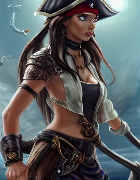 Image similar to couple. fully clothed armed female pirate captain with a male pirate partner, sun, summer, blue eyes, beauty, wisdom, love, strength, knowledge, smart, portrait, symmetrical, highly detailed, digital painting, artstation, smooth, sharp focus, illustration, strength, art by artgerm and louis theophile hingre. 8 k