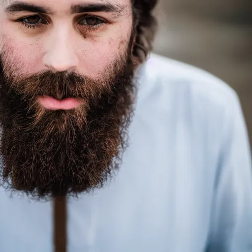 Prompt: bearded man, EOS-1D, f/1.4, ISO 200, 1/160s, 8K, RAW, unedited, symmetrical balance, in-frame