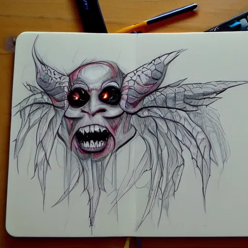 Image similar to ocd demon sketch art in notebook