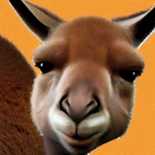 Image similar to dwayne johnson's face on the body of a kangaroo