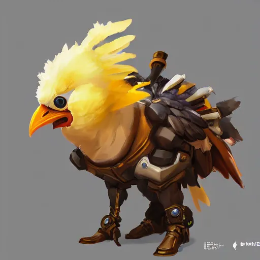 Prompt: greg manchess portrait painting of chocobo as overwatch character, medium shot, asymmetrical, profile picture, organic painting, sunny day, matte painting, bold shapes, hard edges, street art, trending on artstation, by huang guangjian and gil elvgren and sachin teng