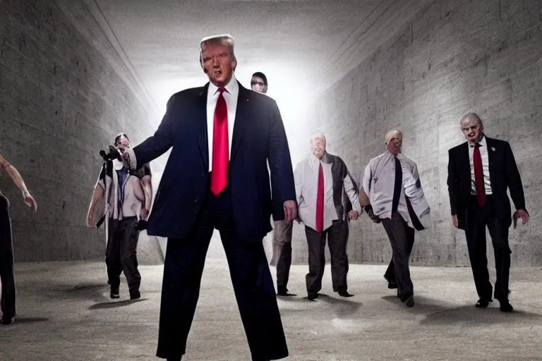 Image similar to cult members breaking donald trump out of prison mission impossible style, cinematic lighting