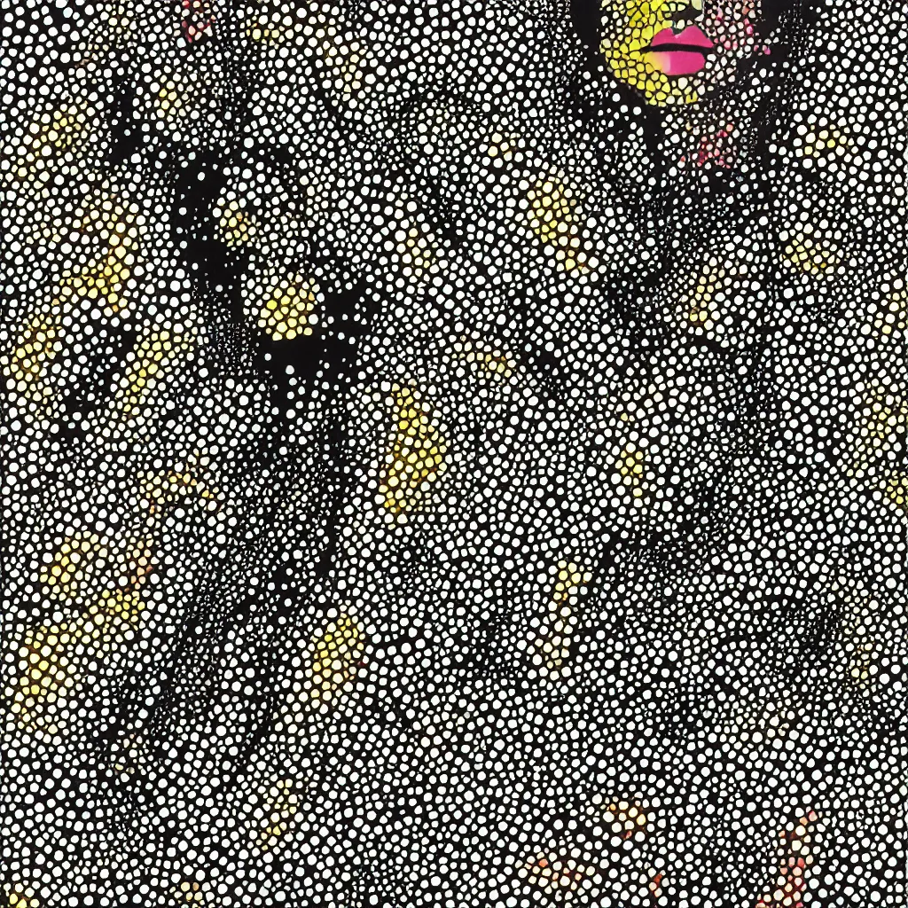 Image similar to girl figure, abstract, jet set radio artwork, ryuta ueda artwork, cryptic, varying dots, spots, asymmetry, stipple, lines, splotch, color tearing, pitch bending, stripes, dark, ominous, eerie, hearts, minimal, points, technical, old painting, natsumi mukai artwrok, folds