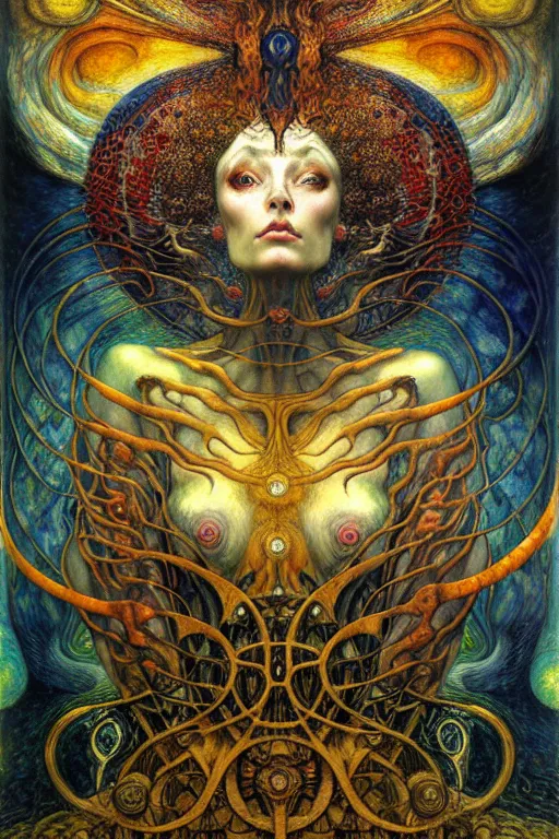 Image similar to Divine Chaos Engine by Karol Bak, Jean Delville, William Blake, Gustav Klimt, and Vincent Van Gogh, symbolist, visionary