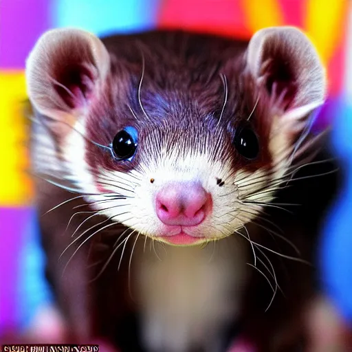 Prompt: ferret that looks like a clown