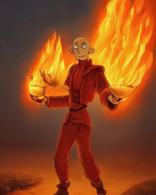 Prompt: [ squidward ] wearing fire nation clothing and practicing firebending outside at susnset, oil painting, highly [ detailed ], intricate, hd, sharp [ [ [ focus ] ] ], photorealistic, by [ moebius ] and greg rutkowski and thomas kinkade, trending on artstation, trending on cgsociety, realistic shading and lighting, big nose