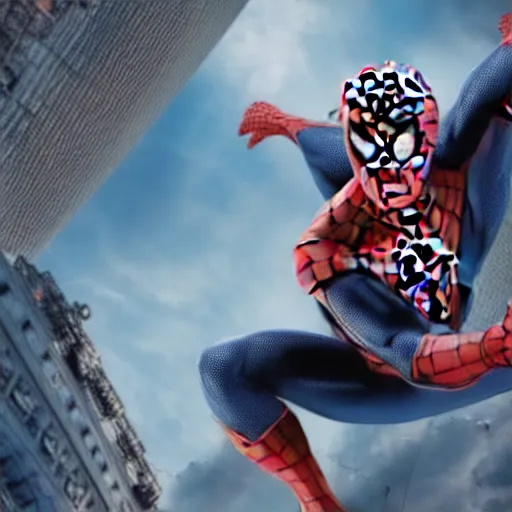 Image similar to Spider-Man ascends to the infinity of the universe, 4K, hyperrealistic