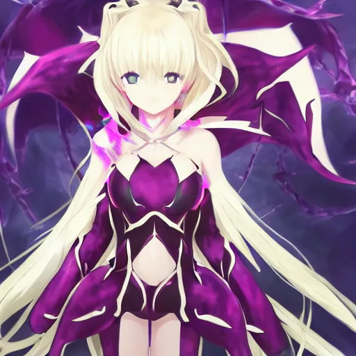 Image similar to beautiful full body image of a zerg overlord merged together with archer tohsaka illya chloe caster into one eternal being defining the universe, high details, high resolution