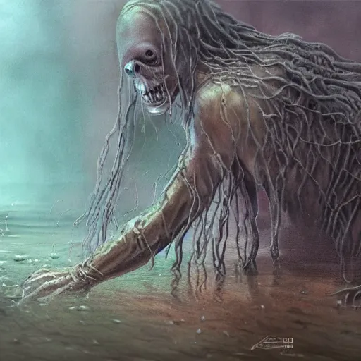 creepy humanoid merfolk monster, slimy, wet, | Stable Diffusion | OpenArt