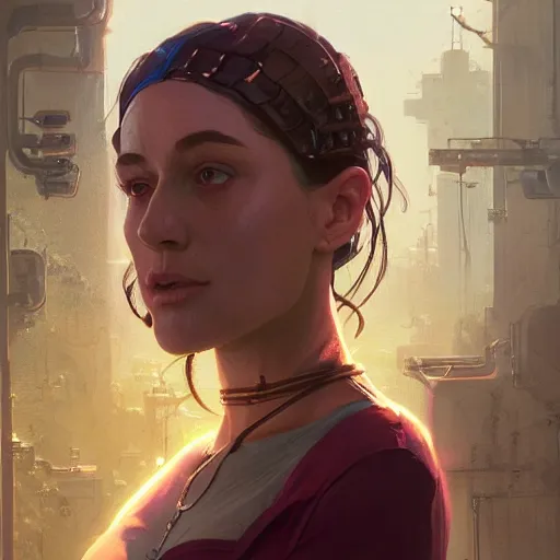 Image similar to highly detailed portrait of a woman with robot face in gta v, stephen bliss, unreal engine, fantasy art by greg rutkowski, loish, rhads, ferdinand knab, makoto shinkai and lois van baarle, ilya kuvshinov, rossdraws, tom bagshaw, global illumination, radiant light, detailed and intricate environment