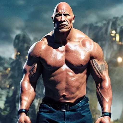 Image similar to dwayne the rock johnson as a cyclops