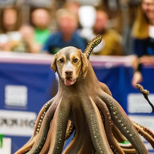 Prompt: octopus wins first place in a dog show