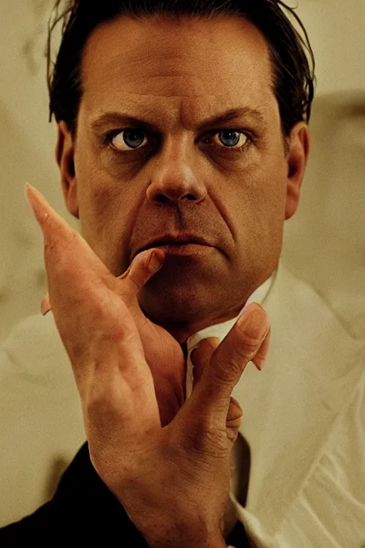Prompt: lachlan murdoch with the eyes of sauron, realistic photograph by annie leibowitz, cinematic lighting