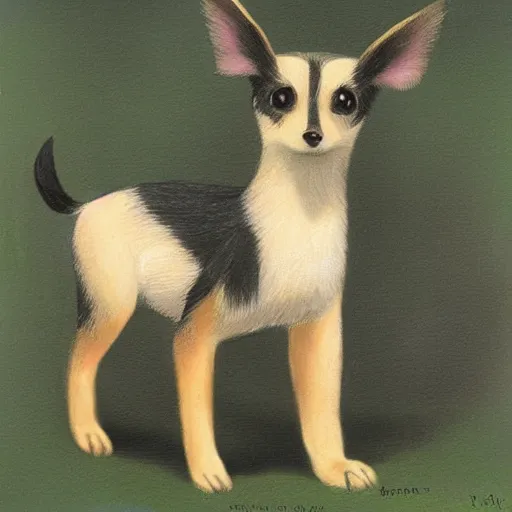 Prompt: umbreon pup in the style of a naturalist painting