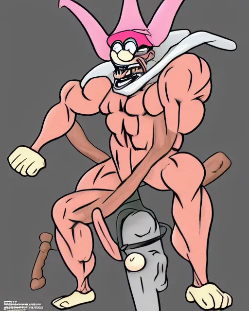 Image similar to Eustace Bagge as a bodybuilder anime villain, drawn by Yusuke Murata, full color, high octane, trending on artstation, digital art