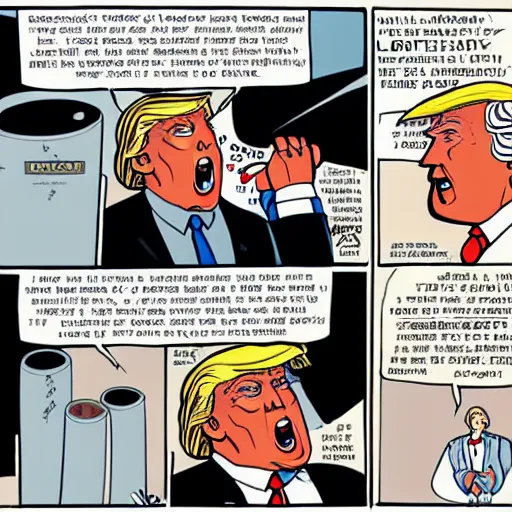 Image similar to donald trump eating nuclear missiles, by chris ware