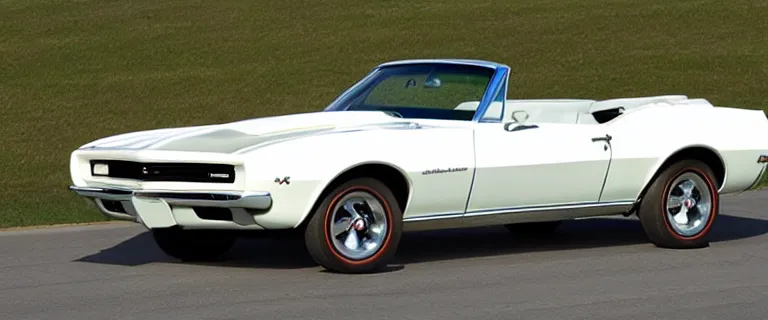 Image similar to Ermine White Chevrolet Camaro Z/28 Convertible (1967), created by Barclay Shaw