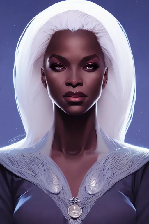 Image similar to a portrait of ororo munroe, fantasy, sharp focus, intricate, elegant, digital painting, artstation, matte, highly detailed, concept art, illustration, ambient lighting, art by ilya kuvshinov, artgerm, alphonse mucha, and greg rutkowski