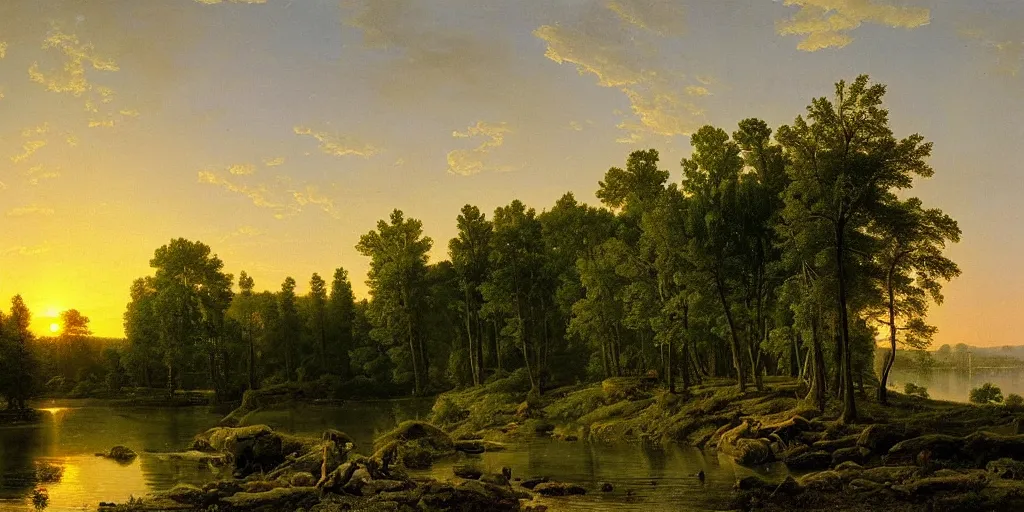 Image similar to realism landscape, sunset, asher brown durand, ivan shishkin