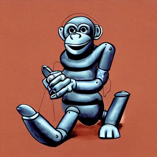 Prompt: mechanical robot-chimp