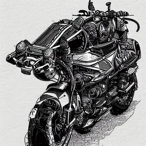 Image similar to a detailed intricate beautiful rocket-powered cyberpunk-style flying motorbike, trending on arstation