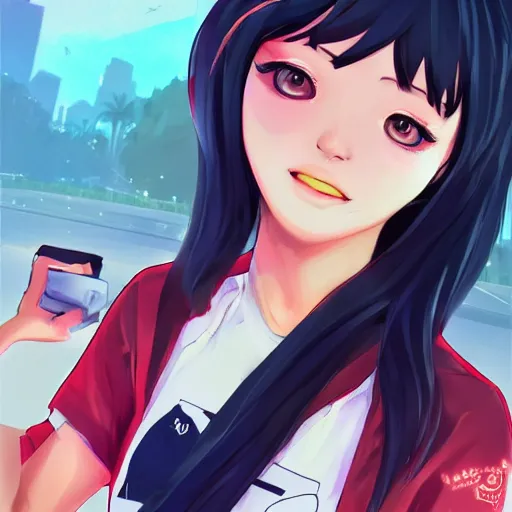 Prompt: Lily Ki, also known as LilyPichu in the style of gta san andreas, holding sawnoff in the style of artgerm, rossdraws