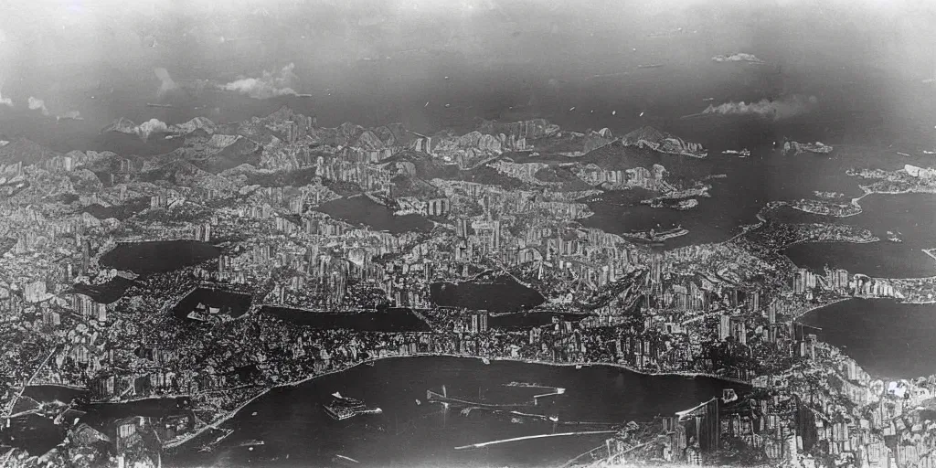 Image similar to the bombing of rio de janeiro ( 1 9 3 0 ), historical photograph, highly detailed, 4 k, real, early 2 0 th century, wide angle, bomber planes