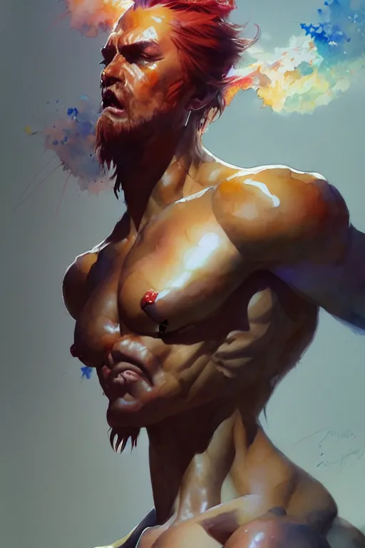 Image similar to watercolor, epic, bejita, style, hyper detailed, radiant, digital art, ue, artstation, natural lighting, studio quality, smooth render, artgerm, boris vallejo, craig mullins, mat drawing paper