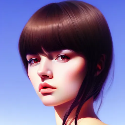 Prompt: close up a very beautiful face female portrait, 20 years old in a scenic environment by Ilya Kuvshinov