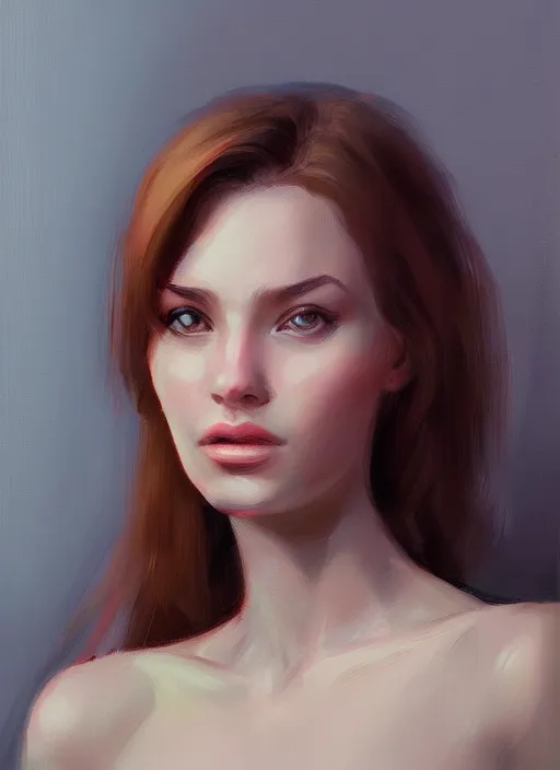 Image similar to portrait of a gorgeous young woman in the style of stefan kostic, artstation, concept art