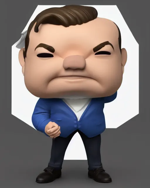 Image similar to full body 3d render of Brian Baumgartner as a funko pop, studio lighting, white background, blender, trending on artstation, 8k, highly detailed