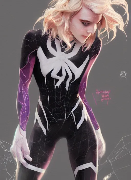 Image similar to ultra realistic illustration, emily clarke as spidergwen anime, intricate, elegant, highly detailed, digital painting, artstation, concept art, smooth, sharp focus, illustration, art by artgerm and greg rutkowski and alphonse mucha and wlop