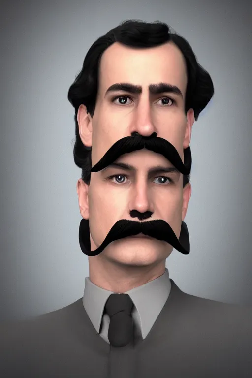Prompt: inspector mustache, realistic photo, 65mm, digital art, trending on artstation