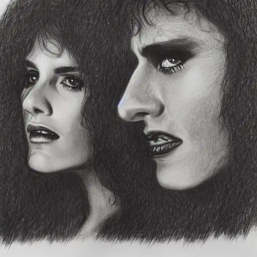 Image similar to highly detailed pencil sketch of 1 9 8 0's album cover,