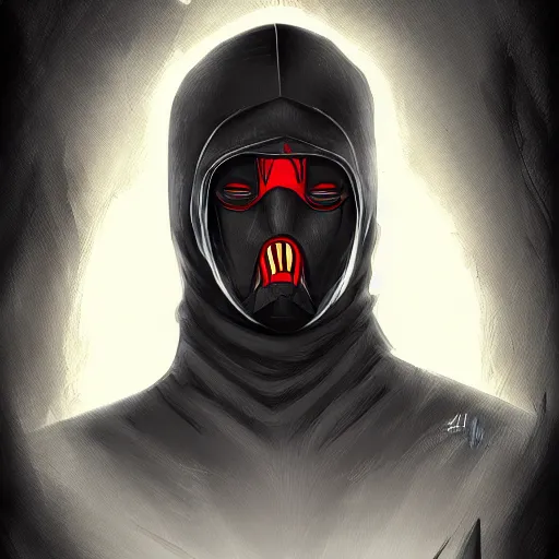 Image similar to portrait of noob saibot, dark fantasy, scifi, cyberpunk character card art, illustration, digital art, trending on artstation