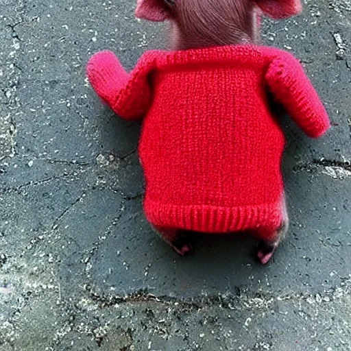 Image similar to “ a pig in a red sweater ”